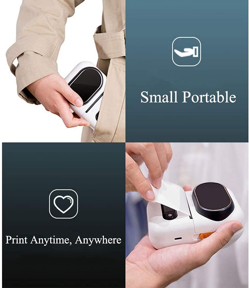 Portable Bluetooth Receipt Printer, Wireless 57mm Thermo POS Printer, USB C, Compatible with Android and Operating Systems, for Restaurant Retail(White)