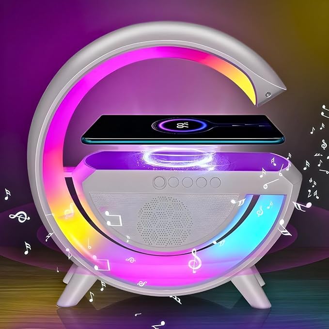 G-Shape LED Wireless Charging Speaker Lamp | 4 in 1 Lamp with Bluetooth Speaker | G-Shape Atmosphere Lamp | G Shape Lamp | Dynamic G Lamp | G Shape Wireless Charger With Lamp