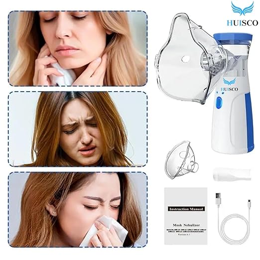 Portable Nebulizer for Adults and Kids Travel and Household Use, Handheld Mesh Nebulizer for Breathing Problems, Personal Inhalers for Cold and Cough - Quick Relief, Wireless Vaporizer Machine With Respiratory Mask
