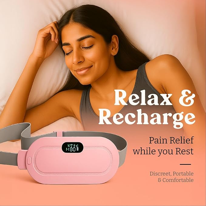 Period Cramp Relief Device for Women – Rechargeable Heating Pad with Vibration | Period Pain Relief Massager | Menstrual Cramp Comfort & Cramps Relief Machine