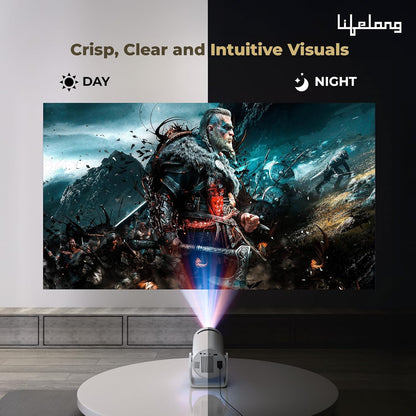 Electronics Lightbeam Smart Projector | Android, 1080P& 4K Ultra Support, 3000 Lumens, 720p Native | for Room & Outdoors | All OTT Apps | WiFi/BT, Mirroring, USB, HDMI, 180°, Speakers
