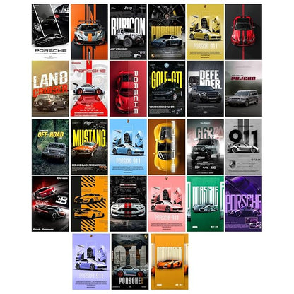 Qeron™ 24 Pcs Car Posters