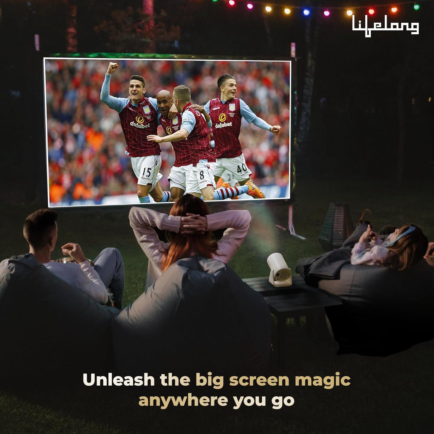 Electronics Lightbeam Smart Projector | Android, 1080P& 4K Ultra Support, 3000 Lumens, 720p Native | for Room & Outdoors | All OTT Apps | WiFi/BT, Mirroring, USB, HDMI, 180°, Speakers