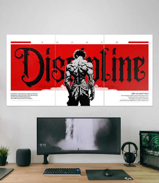 Qeron™ Pack of 3 Discipline Motivational Split Poster