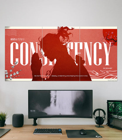 Qeron™ Pack of 3 Consistency Motivational Split Poster