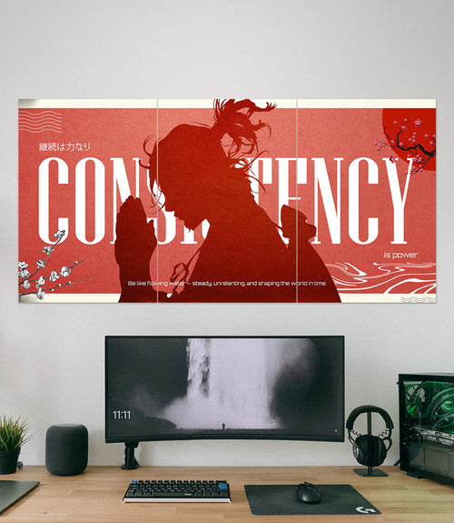 Qeron™ Pack of 3 Consistency Motivational Split Poster