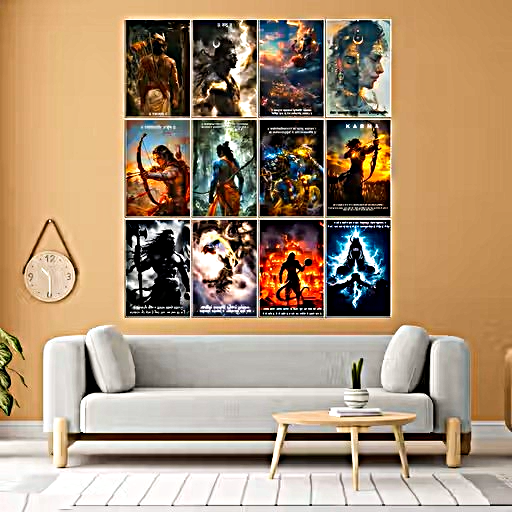 Qeron™ God Posters Set Of 12 A4