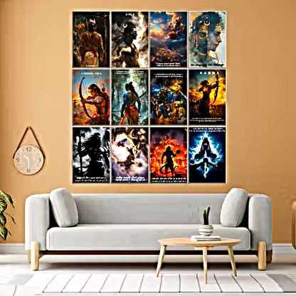 Qeron™ God Posters Set Of 12 A4