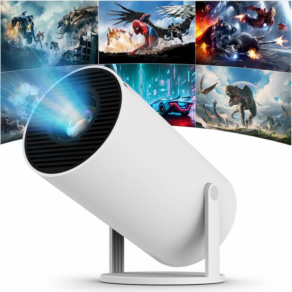 Electronics Lightbeam Smart Projector | Android, 1080P& 4K Ultra Support, 3000 Lumens, 720p Native | for Room & Outdoors | All OTT Apps | WiFi/BT, Mirroring, USB, HDMI, 180°, Speakers