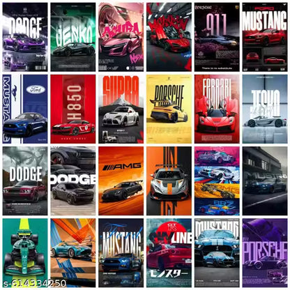 Qeron™ 24 Pcs Car Posters